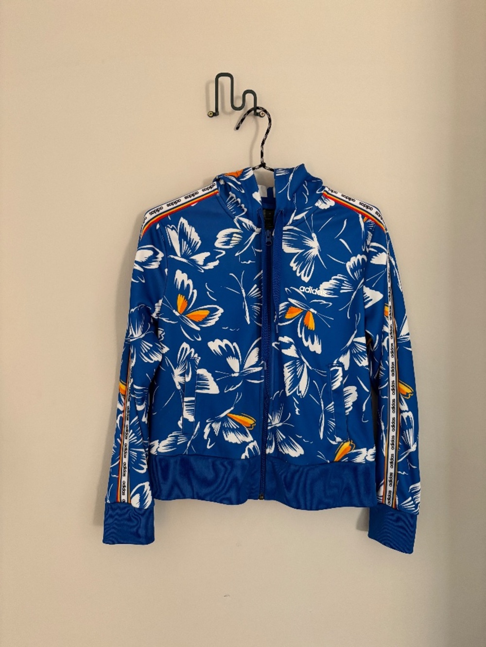 Adidas x Farm Rio Blue Butterfly Hoodie Small Floral Zip Track Jacket